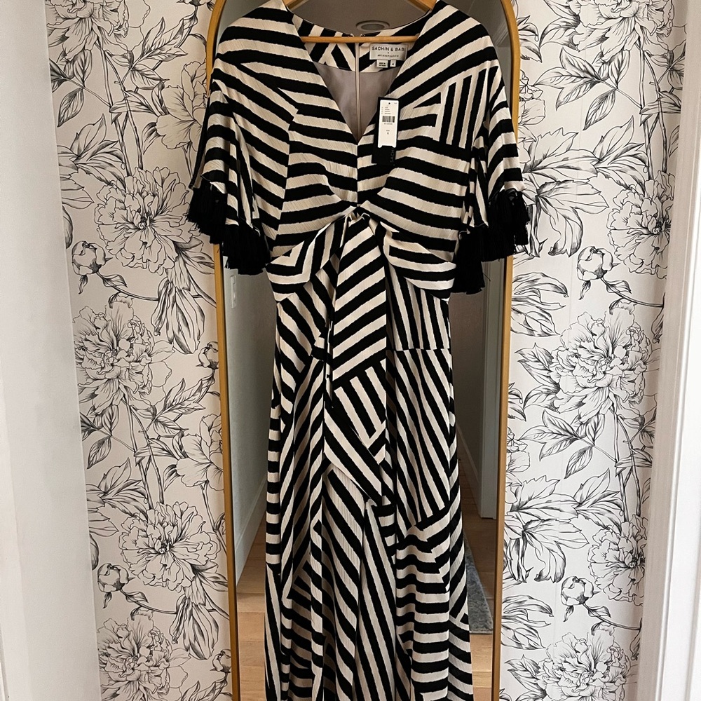 Chic Black and White Striped Dress